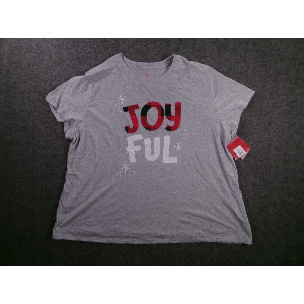 Wondershop Top Women 2X Gray Christmas Casual Joyful Festive Party New